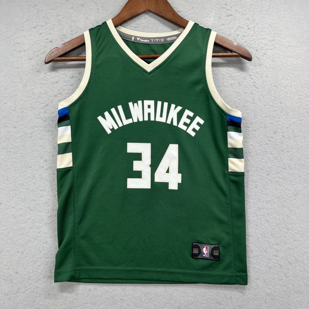 Giannis Antetokounmpo 34 Milwaukee Bucks Youth Small Green Jersey NBA Fanatics